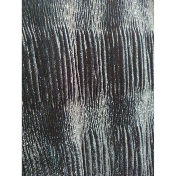 Vintage Tru Luxe Jeans M Blue Velvet Long Sleeve Button Down Ruched Shirt Blouse - Picture 7 of 8